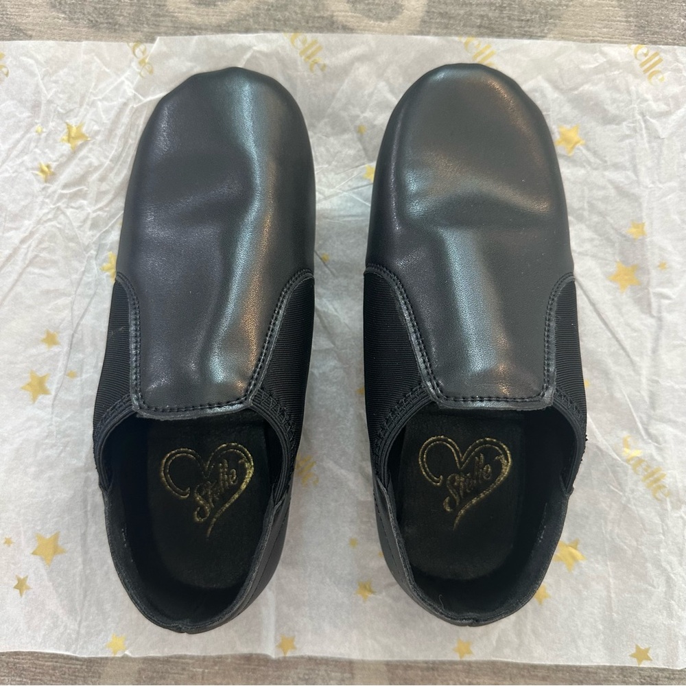 Stelle Jazz / Stage / performance Shoes- black leather slip on - Picture 3 of 16